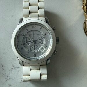Michael Kors Silver and White Men's Watch